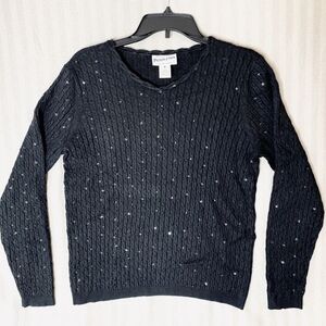 Pendleton Sweater Women's Size S Pullover Sequin Cable Knit Silk Cashmere Blend